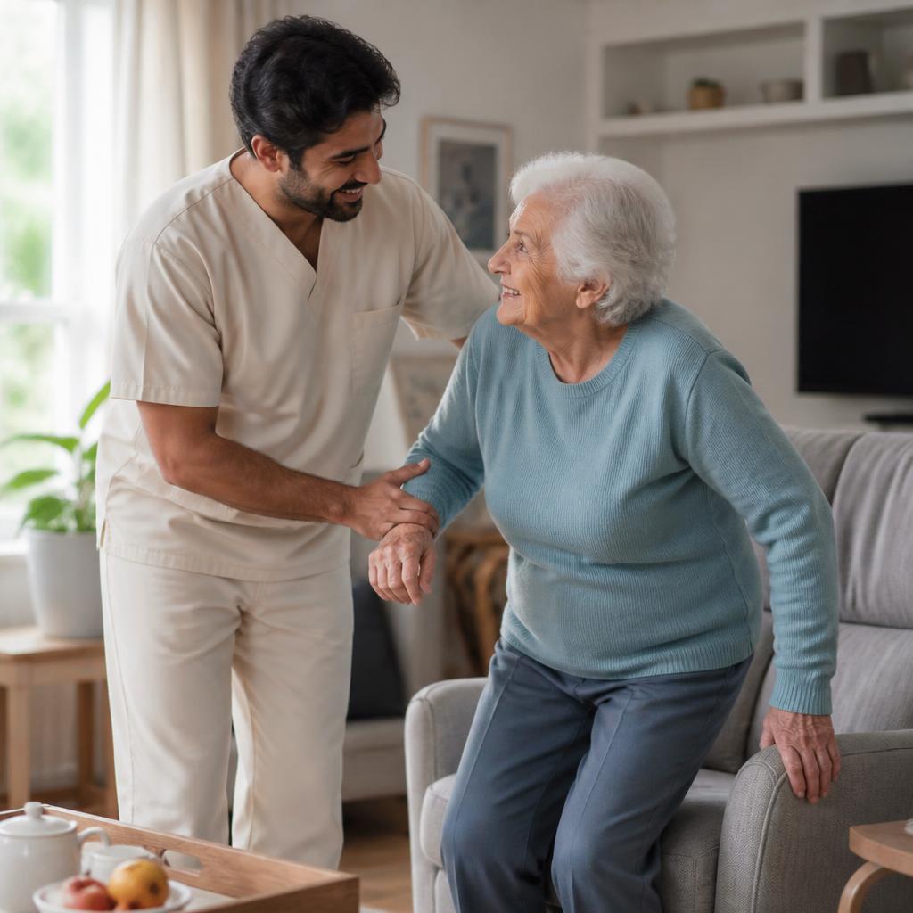 Caregiver providing mobility support